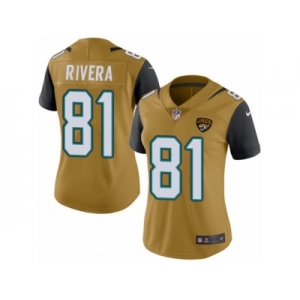 Women Nike Jacksonville Jaguars #81 Mychal Rivera Limited Gold Rush Vapor Untouchable NFL Jersey