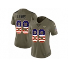Women Nike Jacksonville Jaguars #89 Marcedes Lewis Limited Olive USA Flag 2017 Salute to Service NFL Jersey