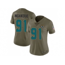 Women Nike Jacksonville Jaguars #91 Yannick Ngakoue Olive Stitched NFL Limited 2017 Salute to Service Jersey