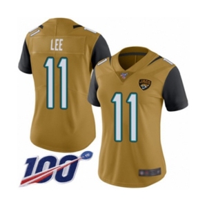 Women's Jacksonville Jaguars #11 Marqise Lee Limited Gold Rush Vapor Untouchable 100th Season Football Jersey