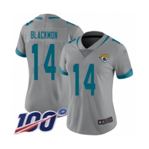 Women's Jacksonville Jaguars #14 Justin Blackmon Silver Inverted Legend Limited 100th Season Football Jersey