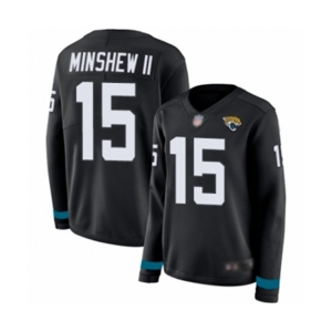 Women's Jacksonville Jaguars #15 Gardner Minshew II Limited Black Therma Long Sleeve Football Jersey