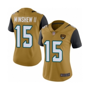 Women's Jacksonville Jaguars #15 Gardner Minshew II Limited Gold Rush Vapor Untouchable Football Jersey