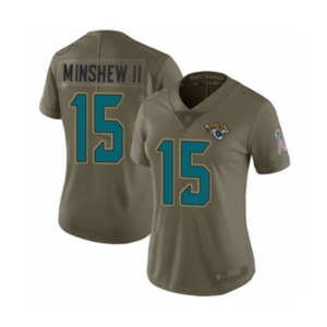 Women's Jacksonville Jaguars #15 Gardner Minshew II Limited Olive 2017 Salute to Service Football Jersey