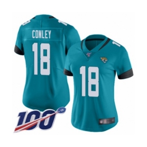 Women's Jacksonville Jaguars #18 Chris Conley Teal Green Alternate Vapor Untouchable Limited Player 100th Season Football Jersey