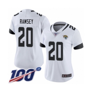Women's Jacksonville Jaguars #20 Jalen Ramsey White Vapor Untouchable Limited Player 100th Season Football Jersey