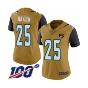 Women's Jacksonville Jaguars #25 D.J. Hayden Limited Gold Rush Vapor Untouchable 100th Season Football Jersey