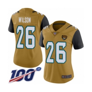 Women's Jacksonville Jaguars #26 Jarrod Wilson Limited Gold Rush Vapor Untouchable 100th Season Football Jersey