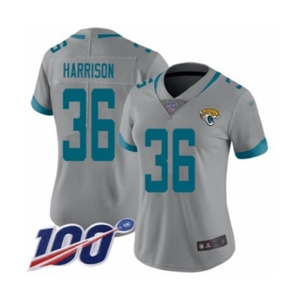 Women's Jacksonville Jaguars #36 Ronnie Harrison Silver Inverted Legend Limited 100th Season Football Jersey