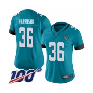 Women's Jacksonville Jaguars #36 Ronnie Harrison Teal Green Alternate Vapor Untouchable Limited Player 100th Season Football Jersey