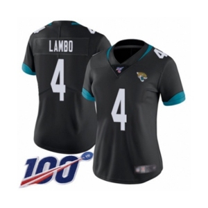 Women's Jacksonville Jaguars #4 Josh Lambo Black Team Color Vapor Untouchable Limited Player 100th Season Football Jersey
