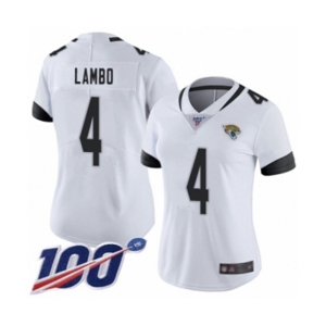 Women's Jacksonville Jaguars #4 Josh Lambo White Vapor Untouchable Limited Player 100th Season Football Jersey