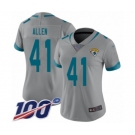 Women's Jacksonville Jaguars #41 Josh Allen Silver Inverted Legend Limited 100th Season Football Jersey