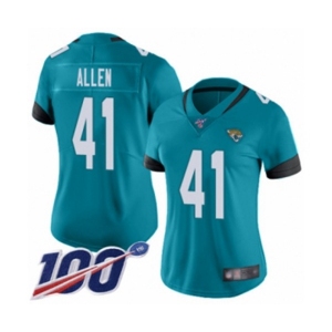 Women's Jacksonville Jaguars #41 Josh Allen Teal Green Alternate Vapor Untouchable Limited Player 100th Season Football Jersey
