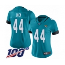 Women's Jacksonville Jaguars #44 Myles Jack Teal Green Alternate Vapor Untouchable Limited Player 100th Season Football Jersey