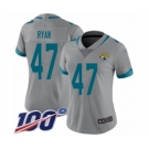 Women's Jacksonville Jaguars #47 Jake Ryan Silver Inverted Legend Limited 100th Season Football Jersey