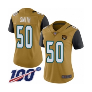 Women's Jacksonville Jaguars #50 Telvin Smith Limited Gold Rush Vapor Untouchable 100th Season Football Jersey