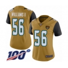 Women's Jacksonville Jaguars #56 Quincy Williams II Limited Gold Rush Vapor Untouchable 100th Season Football Jersey