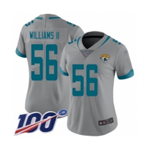 Women's Jacksonville Jaguars #56 Quincy Williams II Silver Inverted Legend Limited 100th Season Football Jersey