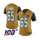 Women's Jacksonville Jaguars #65 Brandon Linder Limited Gold Rush Vapor Untouchable 100th Season Football Jersey
