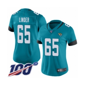 Women's Jacksonville Jaguars #65 Brandon Linder Teal Green Alternate Vapor Untouchable Limited Player 100th Season Football Jersey