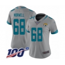 Women's Jacksonville Jaguars #68 Andrew Norwell Silver Inverted Legend Limited 100th Season Football Jersey