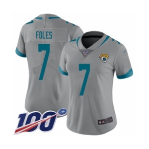 Women's Jacksonville Jaguars #7 Nick Foles Silver Inverted Legend Limited 100th Season Football Jersey
