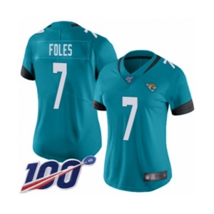 Women's Jacksonville Jaguars #7 Nick Foles Teal Green Alternate Vapor Untouchable Limited Player 100th Season Football Jersey