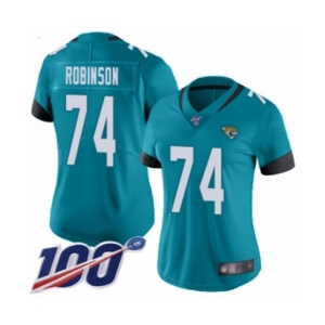 Women's Jacksonville Jaguars #74 Cam Robinson Teal Green Alternate Vapor Untouchable Limited Player 100th Season Football Jersey