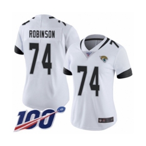 Women's Jacksonville Jaguars #74 Cam Robinson White Vapor Untouchable Limited Player 100th Season Football Jersey