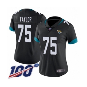 Women's Jacksonville Jaguars #75 Jawaan Taylor Black Team Color Vapor Untouchable Limited Player 100th Season Football Jersey