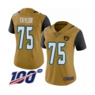 Women's Jacksonville Jaguars #75 Jawaan Taylor Limited Gold Rush Vapor Untouchable 100th Season Football Jersey