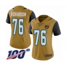 Women's Jacksonville Jaguars #76 Will Richardson Limited Gold Rush Vapor Untouchable 100th Season Football Jersey