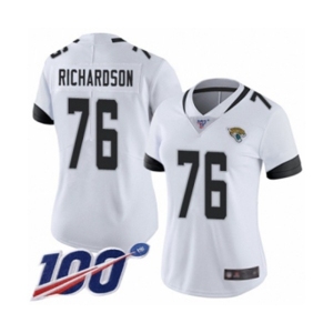 Women's Jacksonville Jaguars #76 Will Richardson White Vapor Untouchable Limited Player 100th Season Football Jersey