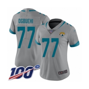 Women's Jacksonville Jaguars #77 Cedric Ogbuehi Silver Inverted Legend Limited 100th Season Football Jersey