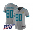 Women's Jacksonville Jaguars #80 James O'Shaughnessy Silver Inverted Legend Limited 100th Season Football Jersey
