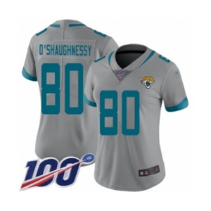 Women's Jacksonville Jaguars #80 James O'Shaughnessy Silver Inverted Legend Limited 100th Season Football Jersey