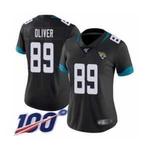 Women's Jacksonville Jaguars #89 Josh Oliver Black Team Color Vapor Untouchable Limited Player 100th Season Football Jersey