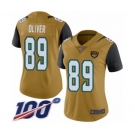 Women's Jacksonville Jaguars #89 Josh Oliver Limited Gold Rush Vapor Untouchable 100th Season Football Jersey