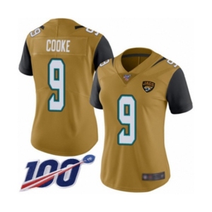 Women's Jacksonville Jaguars #9 Logan Cooke Limited Gold Rush Vapor Untouchable 100th Season Football Jersey
