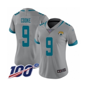 Women's Jacksonville Jaguars #9 Logan Cooke Silver Inverted Legend Limited 100th Season Football Jersey