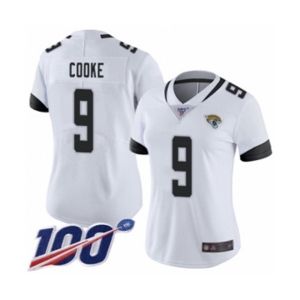 Women's Jacksonville Jaguars #9 Logan Cooke White Vapor Untouchable Limited Player 100th Season Football Jersey