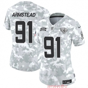 Women's Jacksonville Jaguars #91 Arik Armstead 2024 F.U.S.E Arctic Camo Salute To Service Limited Stitched Football Jersey