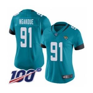 Women's Jacksonville Jaguars #91 Yannick Ngakoue Teal Green Alternate Vapor Untouchable Limited Player 100th Season Football Jersey