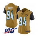 Women's Jacksonville Jaguars #94 Dawuane Smoot Limited Gold Rush Vapor Untouchable 100th Season Football Jersey