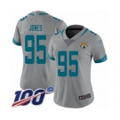 Women's Jacksonville Jaguars #95 Abry Jones Silver Inverted Legend Limited 100th Season Football Jersey