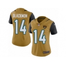 Women's Nike Jacksonville Jaguars #14 Justin Blackmon Limited Gold Rush NFL Jersey
