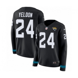Women's Nike Jacksonville Jaguars #24 T.J. Yeldon Limited Black Therma Long Sleeve NFL Jersey
