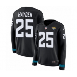 Women's Nike Jacksonville Jaguars #25 D.J. Hayden Limited Black Therma Long Sleeve NFL Jersey