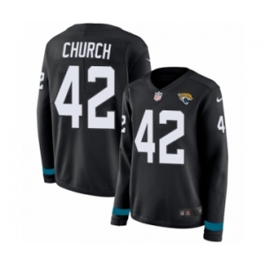 Women's Nike Jacksonville Jaguars #42 Barry Church Limited Black Therma Long Sleeve NFL Jersey